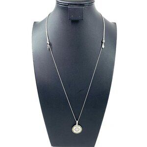 Alex and Ani Compass Charm Slider Necklace Silver Plated Green & Silver